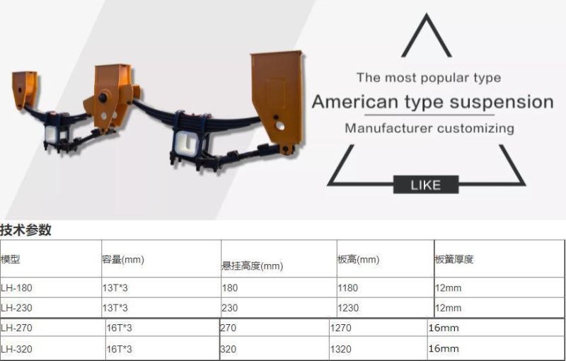 Semi Trailer 2 Axle Mechanical Suspension System Trailer Parts