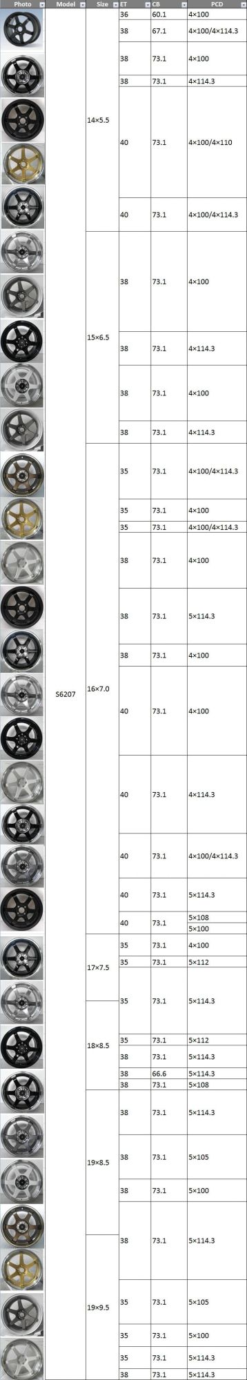 S6207 JXD Brand Auto Spare Parts Alloy Wheel Rim Aftermarket Car Wheel