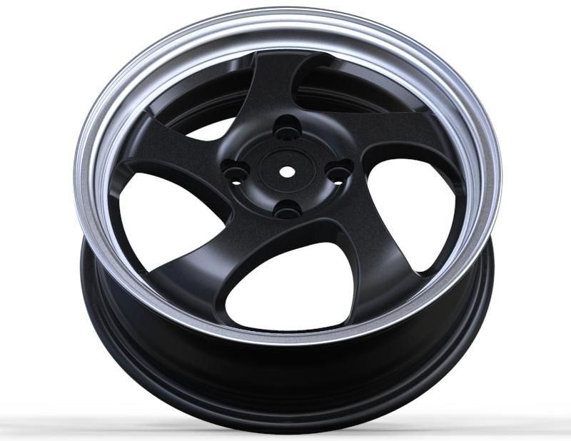 OEM/ODM Alumilum Alloy Wheel Rims 14/15/16/17 Inch 4X100/8X100-110 PCD Black Machined Lip for Passenger Car Concave/Meshdesign