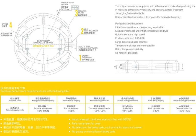 Motorcycle Brake Shoes for Akt, Bajaj, Kawasaki, Suzuki