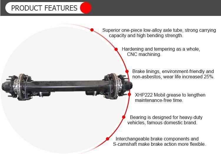 Manufacturer OEM 150mm Square Beam 13t Disc-Brake Type Axle for Trailer Truck Axle