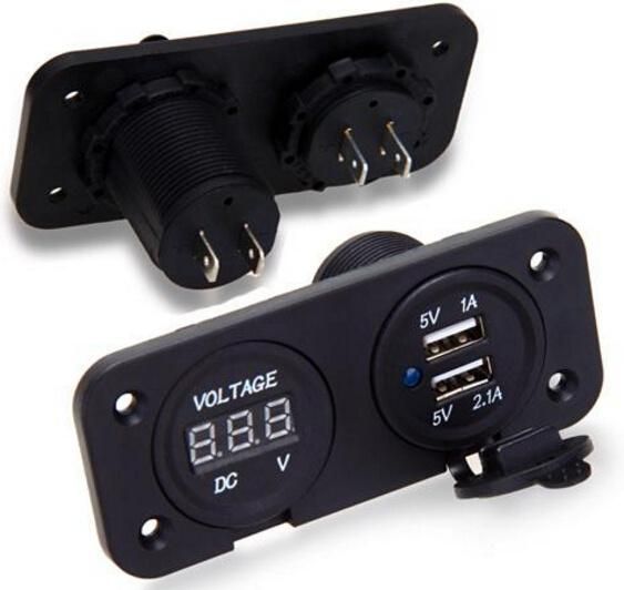 Voltmeter Current Meter Cigarette Lighter Socket USB Ports Car Charger