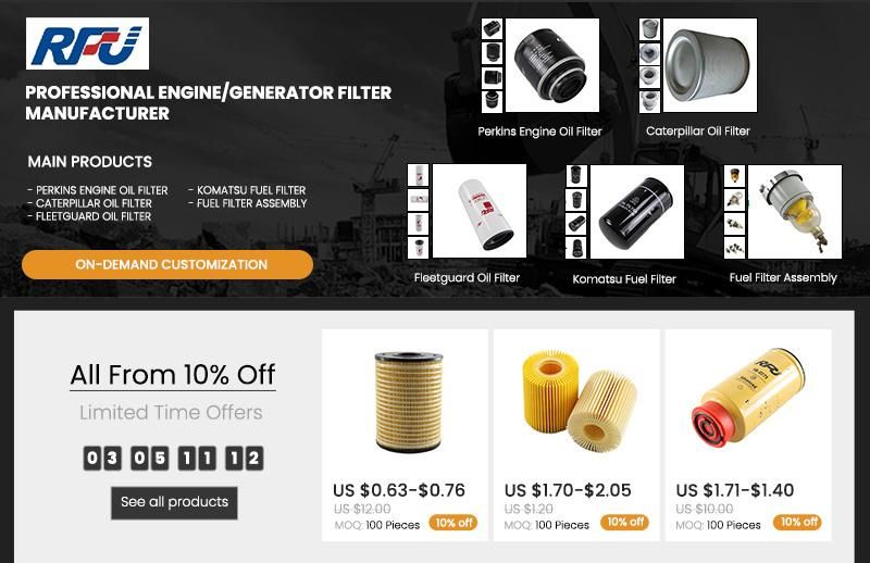 Oil Filter Engine Parts for Komatsu 6003113550 Generator Filter