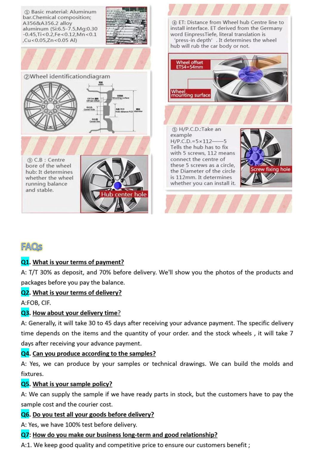 Replica Wheels All Size Available High Quality Passenger Car Rims for Hyundai