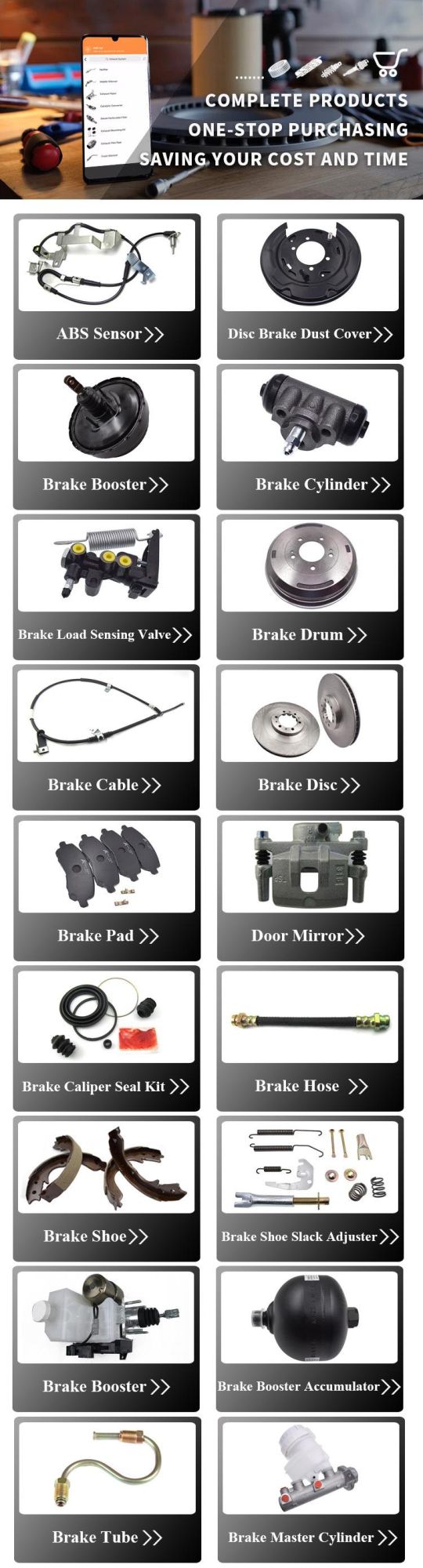 Kowze Car Parts Brake System Auto Spare Parts Brake Auto Parts for Mitsubishi L200 Pajero MPV Nissan Toyota Ford Isuzu Mazda Chevrolet