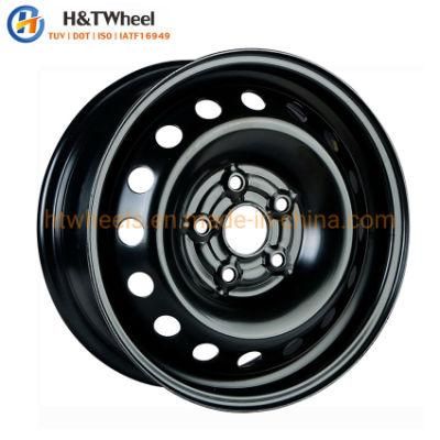 H&T Wheel 565602 15X6 Black E-Coating 15 Inch 5X112 Steel Car Wheels
