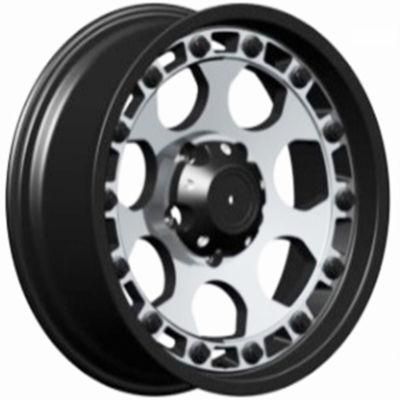 Aluminum Alloy Wheels Aftermarket Car Wheel Black Machine Face Chorm Rivets Negative Et12