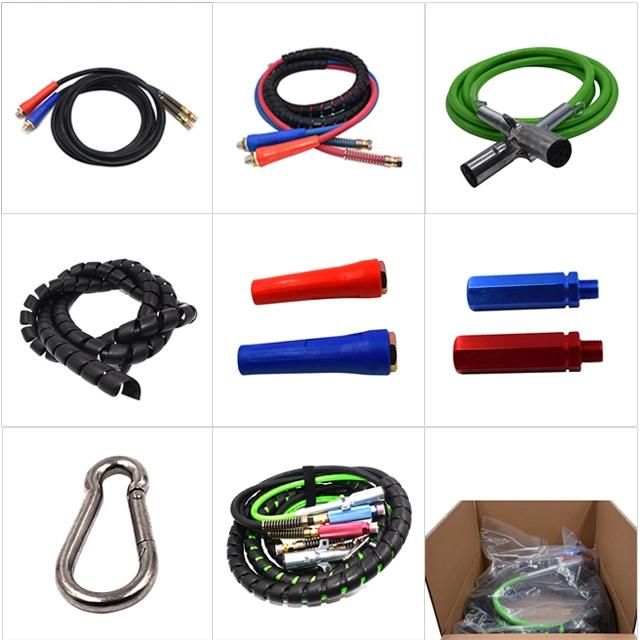 15FT 3-in-1 Wrap 7 Way Electrical Trailer Cord Cable ABS & Brake Hose
