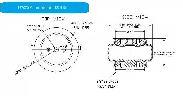 Single Small Vibration Industrial Air Spring Refer to Goodyear 1b5-510 with Aluminum Plate