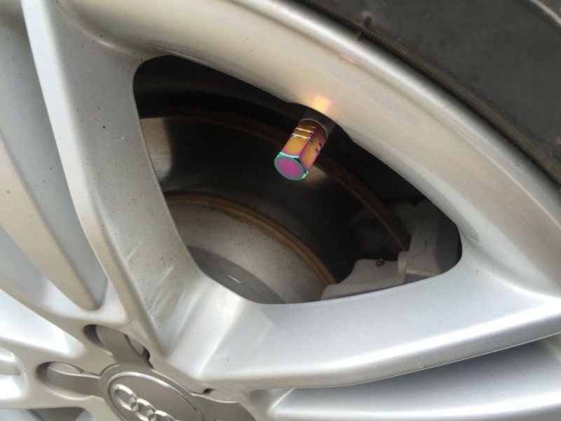 Rainbow Color Aluminum Style Car Wheel Tire Valve Caps Covers