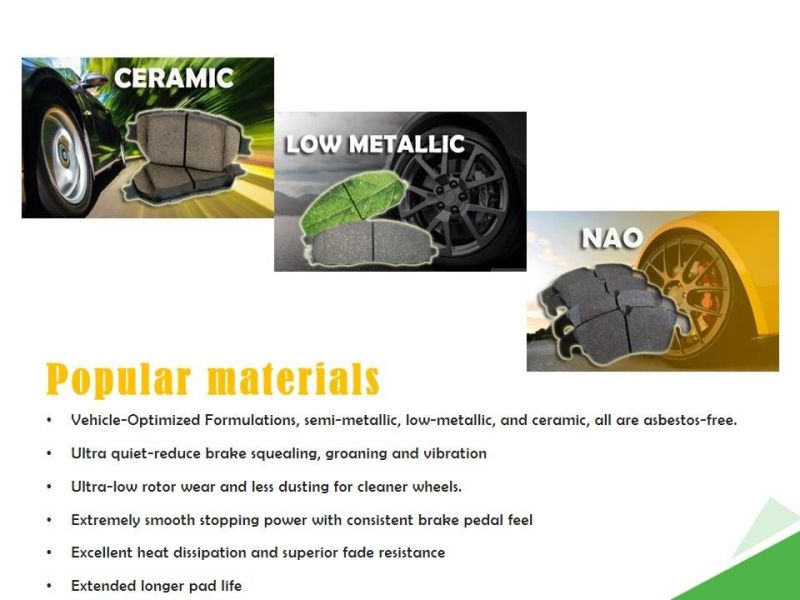 Auto Parts Semi-Metallic Ceramic Front Disc Brake Pad for Daewoo Aveo Kalos 96534653 Gdb3330 D1269