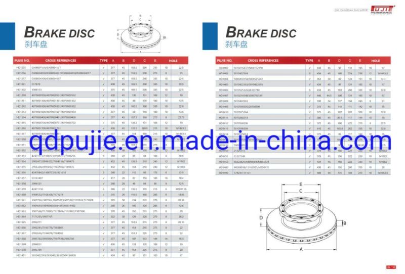 Quality Truck Brake Disc 5010422593/5010422363/0504134958 for Renault