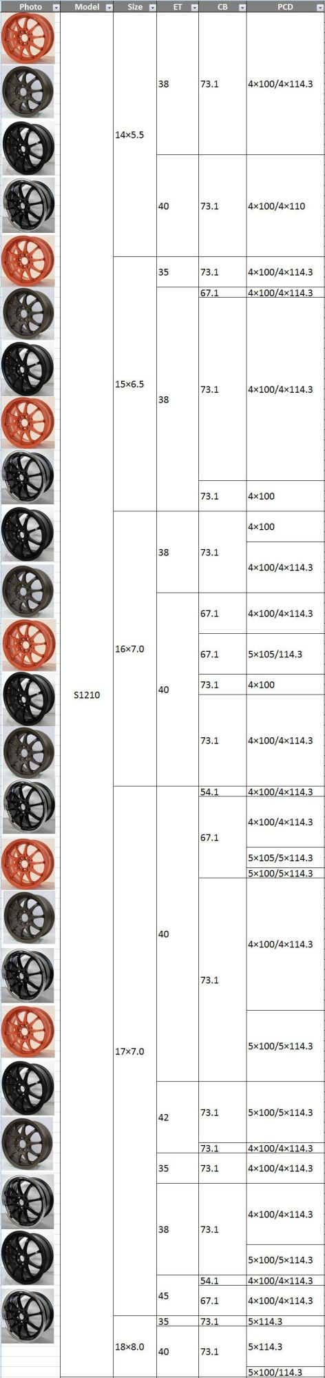 S1210 JXD Brand Auto Spare Parts Alloy Wheel Rim Aftermarket Car Wheel