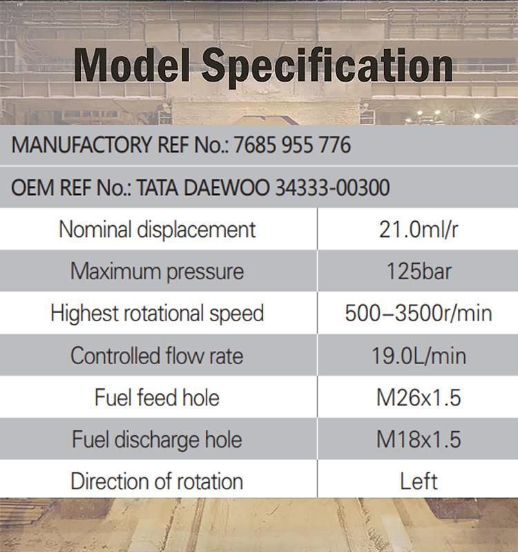 Hot Sale Genuine Vehicle Hydraulic Power Steering Pump for Tata Daewoo3433300300 34333-00300 7685955776 3433300300