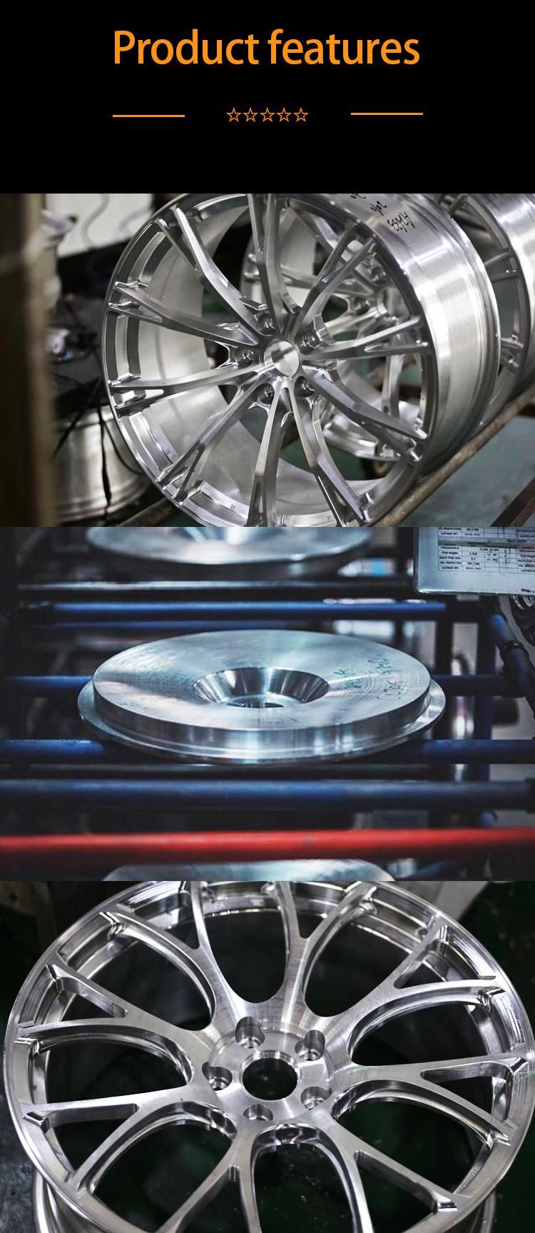 1 Piece Forged T6061 Alloy Rims Sport Aluminum Wheels for Customized Mag Rims Alloy Wheels with Silver Machined Face