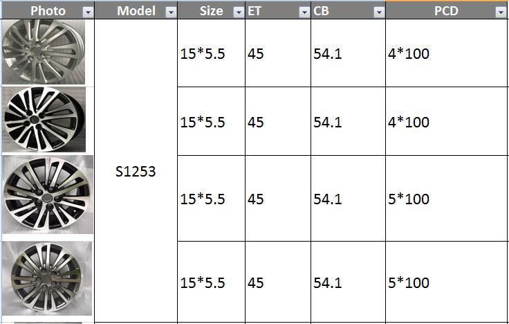 S1253 JXD Brand Auto Spare Parts Alloy Wheel Rim Replica Car Wheel for Toyota Vios Carolla