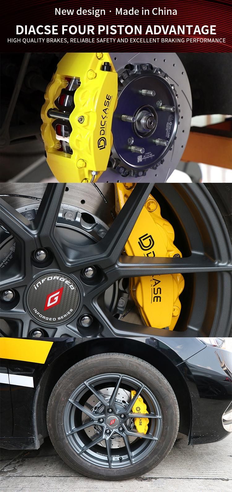 Fast Shipping Car Brake D42 Front 4 Pot Caliper Kits Rear E-Handbrake Expand Disc for VW Golf Gti/Audi/Mazda 17inch