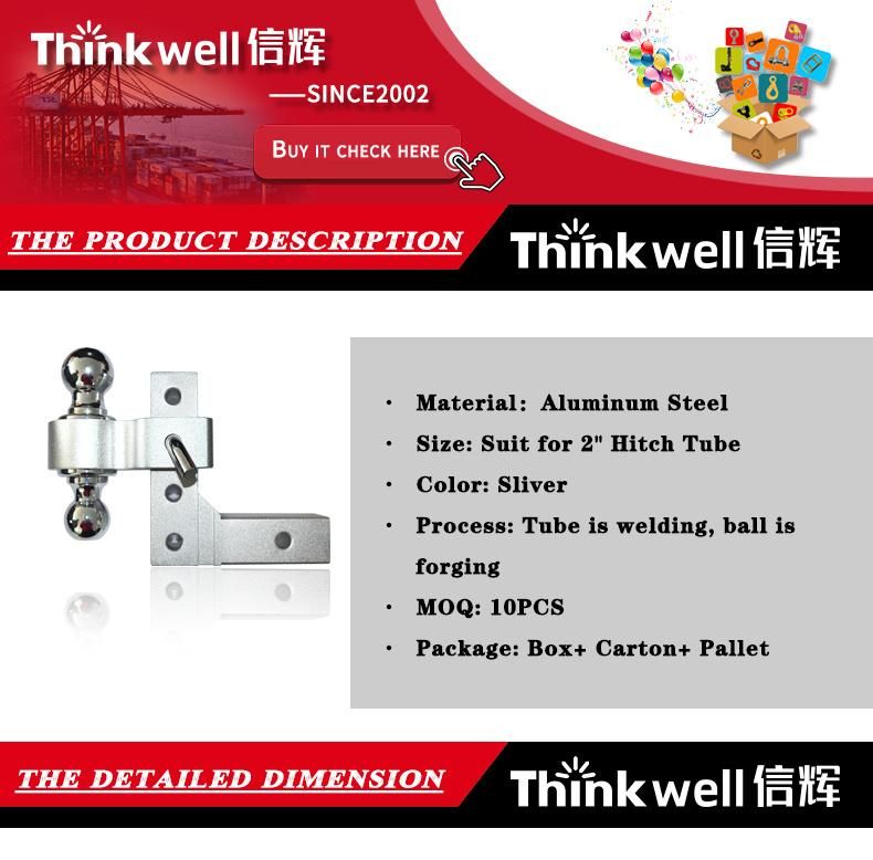 Thinkwell Aluminium Adjustable 5000 Lbs Ball Mount with Dual Hitch Ball