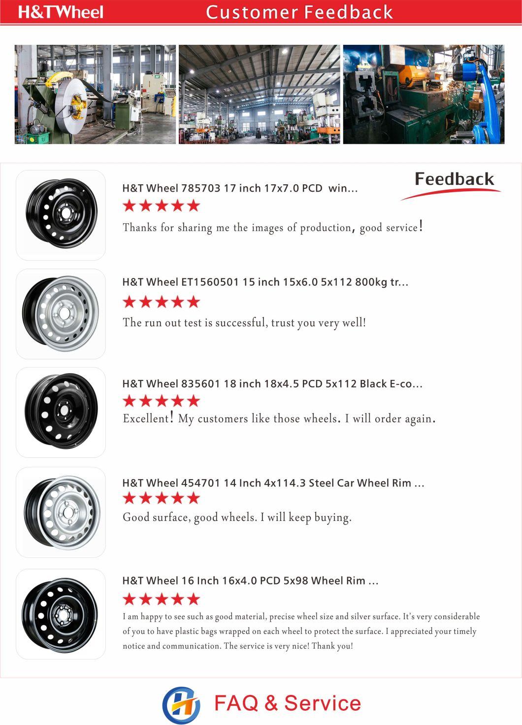 H&T Wheel 554701 15 Inch 15X5.5 4X1143 Black or Silver Tested Steel Wheels Rims
