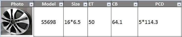S5698 JXD Brand Auto Spare Parts Alloy Wheel Rim Replica Car Wheel for Honda Accord