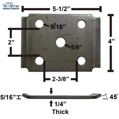 Oiled Trailer Axle Tie Plate with Bent Ends for 2 3/8&quot; Axle and 2&quot; Spring