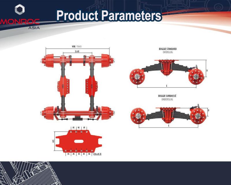 Heavy Duty Bogie Suspension for off-Road Vehicle/Agricultural Vehicle/Trailer 26t 150sq. with Leafspring