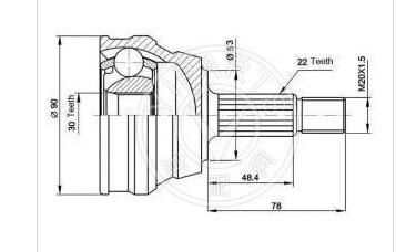 CV Joint (OE: 1H0498099X) for Audi, Seat, Vw