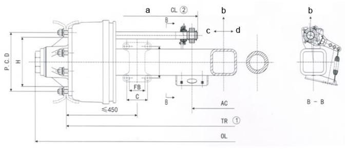 American Type Square Beam Trailer Axle 13t