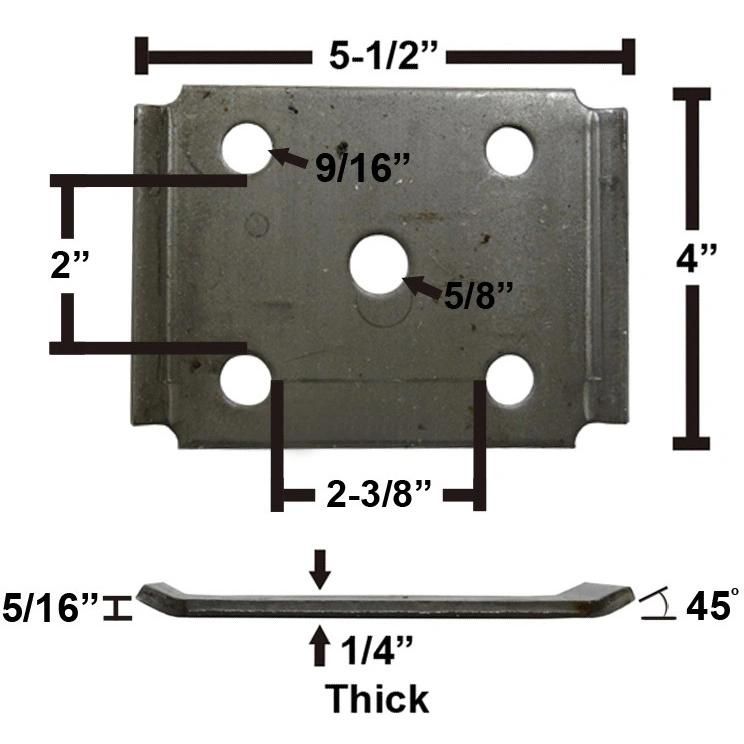 Oiled Trailer Axle Tie Plate with Bent Ends for 2 3/8" Axle and 2" Spring