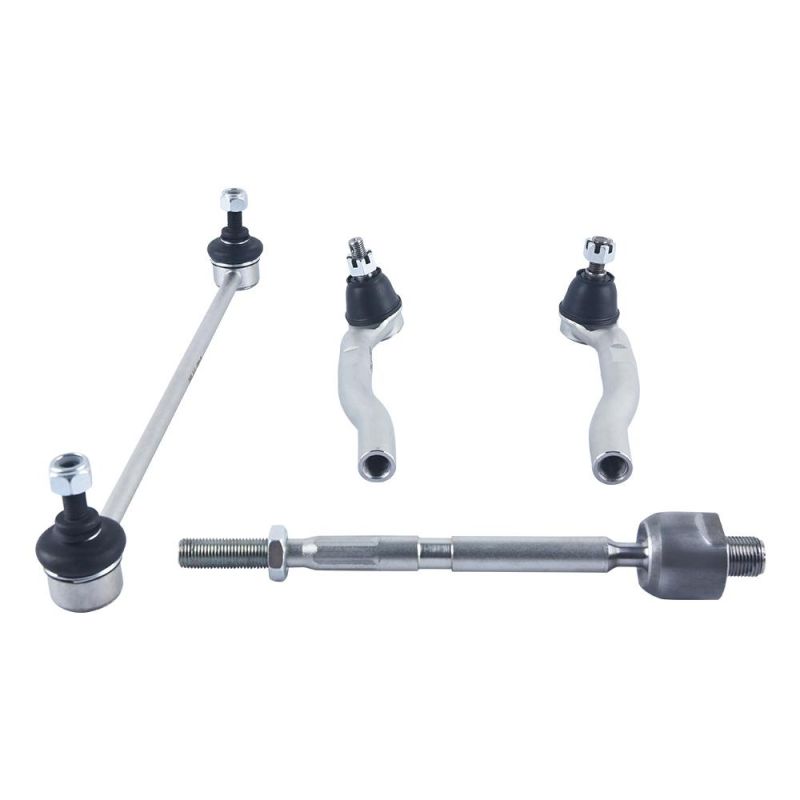 4 Pieces Suspension Kit Includes Front Stabilizer Link, Left&Right Tie Rod End and Rack End Tie Rod End for Honda Fit 2009-2014