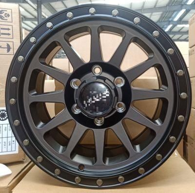 Sj OEM ODM Factory Sales Aluminum Alloy Wheel 16X8 6X139.7 Semi Matt Black Bronze Rivets Passenger Car Wheels