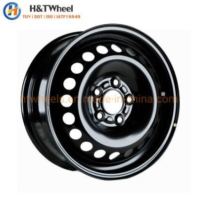 H&T Wheel 565402 15 Inch 15X6.0 5X108 Black Steel Wheel Rim for Car