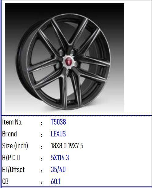 T5038 Aluminium Alloy Car Wheel Rim Auto Aftermarket Wheel
