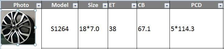 S1264 JXD Brand Auto Spare Parts Alloy Wheel Rim Replica Car Wheel for Mitsubishi Outlander