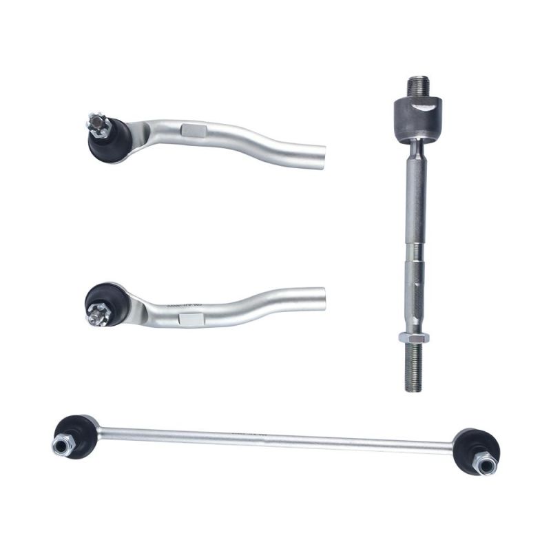 4 Pieces Suspension Kit Includes Front Stabilizer Link, Left&Right Tie Rod End and Rack End Tie Rod End for Honda Fit 2009-2014