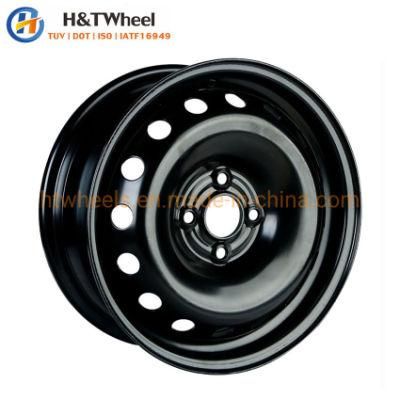 H&T Wheel 564203 High Performance Black E-Coating 15 Inch 15X6.0 4X100 Steel Wheel Rim