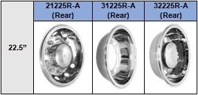 (21225R-A) 22.5" T304 Stainless Steel (Super Deluxe Style) Rear Wheel Trim for Steel Wheel of European Trucks/Buses