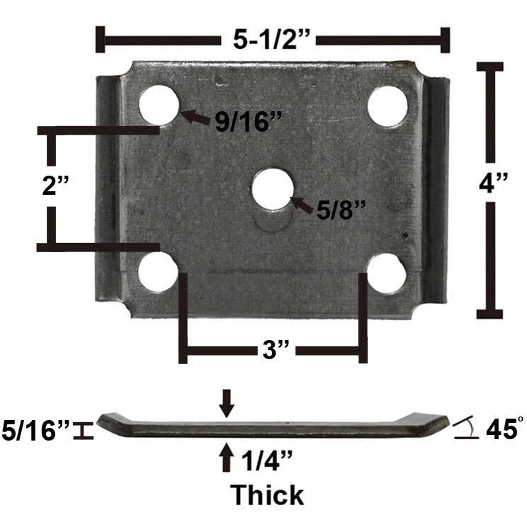 Oiled Trailer Axle Tie Plate with Bent Ends for 3" Axle and 2" Spring