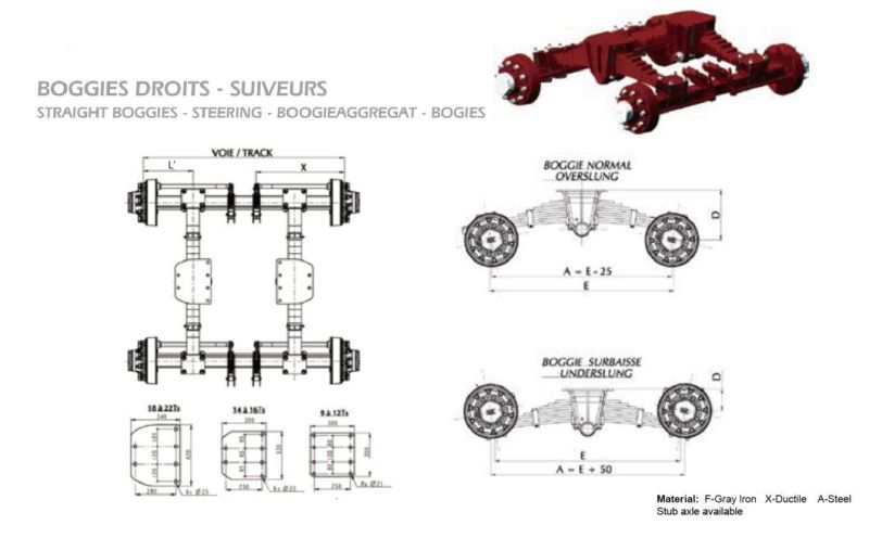 Agricultrual Trailer Bogie Suspension 10T 80squareLeaf Spring