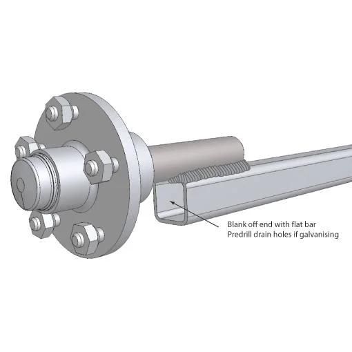 Overlay Trailer Axles-60mm Round Tube Beam Size-39mm Round Stub Axlesize-750kg Capacity