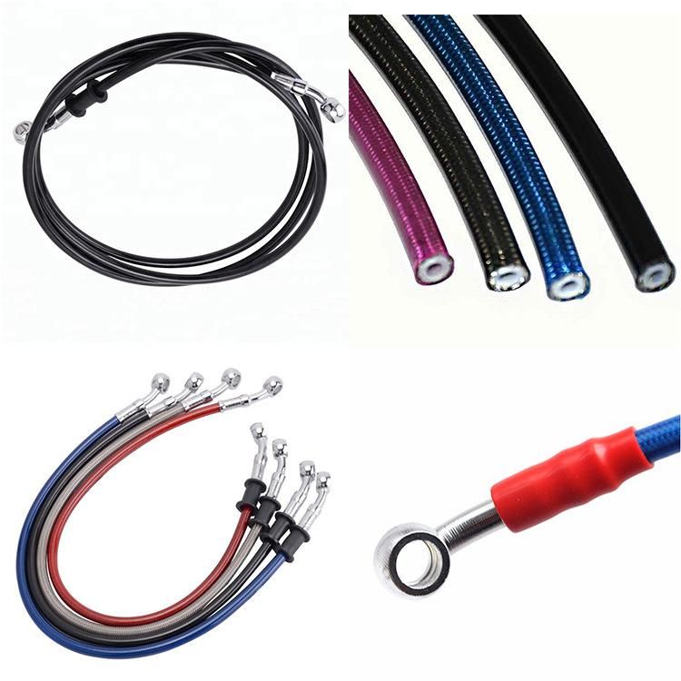 Stainless Steel Wire Braided PTFE Nylon Hydraulic Brake Hose Line with Elbow Banjo Hose Fittings for Auto Racing Motorcycle Car