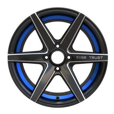 Custom Alloy Winter Wheel 15X7 Black Milled Blue Undercut Ring