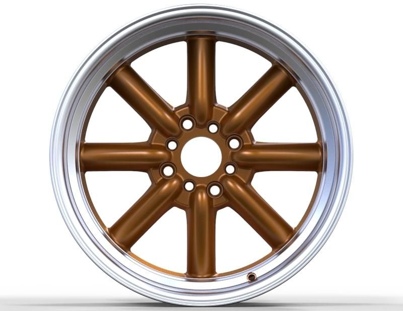 Professional Manufacturer Alumilum Alloy Wheel Rims 14/15/17 Inch Bronze Machined Lip for Passenger Car Wheel Aftermarket Wheel