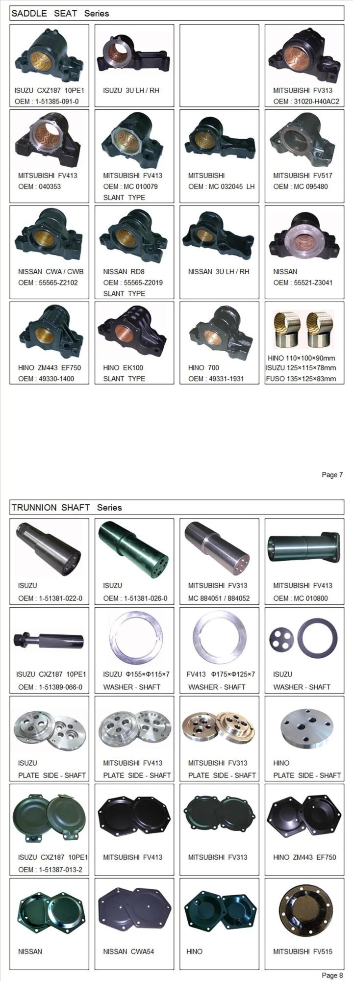 Trunnion Spring Saddle Seat Balance Bracket Groove Width: 80mm for Hino Heavy Truck