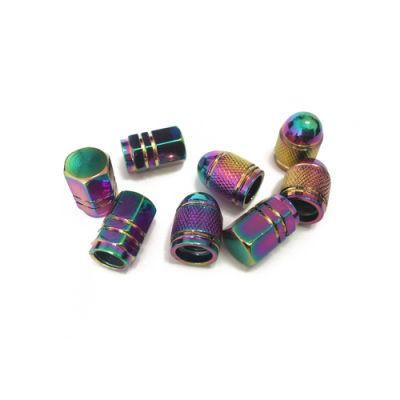 Rainbow Color Aluminum Style Car Wheel Tire Valve Caps Covers