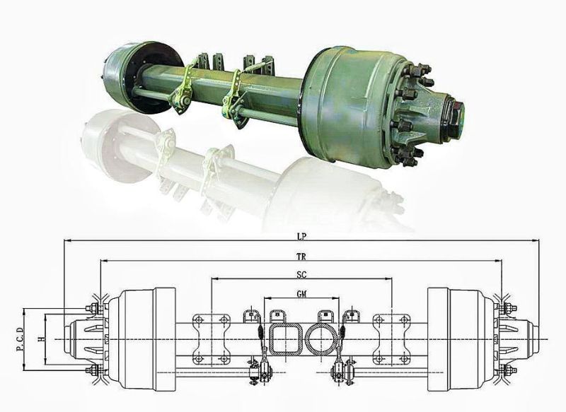 Outboard Type Square Tube Rear American Semi Trailer Axles for Sale