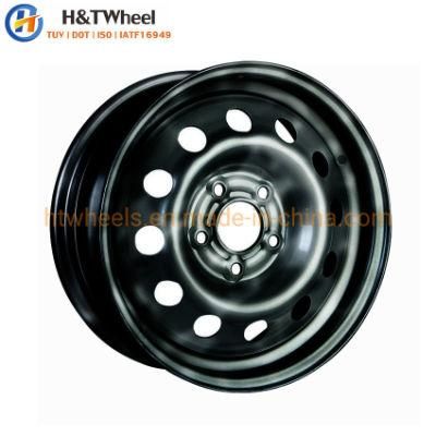 H&T Wheel 565503 15 Inch 15X6.0 5X110 Black or Silver Steel Wheel Rim for Car