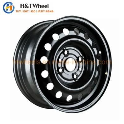 H&T Wheel 564701 15 Inch 15X6.0 4X1143 Black Steel Wheel Rim for Passenger Car