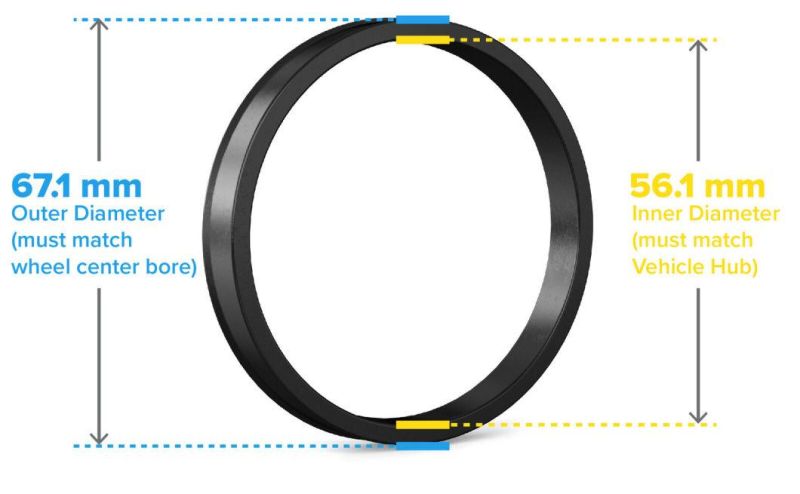 Plastic Hubcentric Rings 56.1mm Hub to 67.1mm Wheel