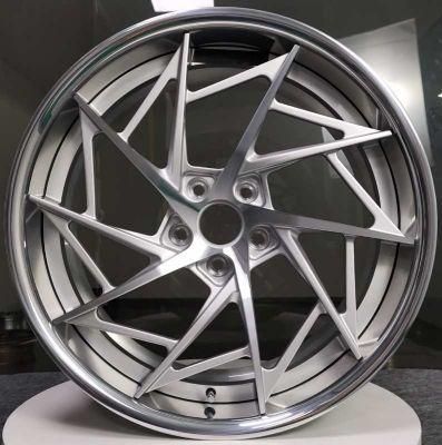 2 Piece Forged Aluminum Wheel Barrel Polishing and Center Disk Silver Finish Color for Customized Alloy Rims Racing Wheels